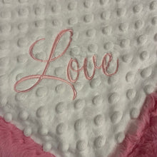Load image into Gallery viewer, Pink & White "Love" Mimi's Classic Blanket & Lovey