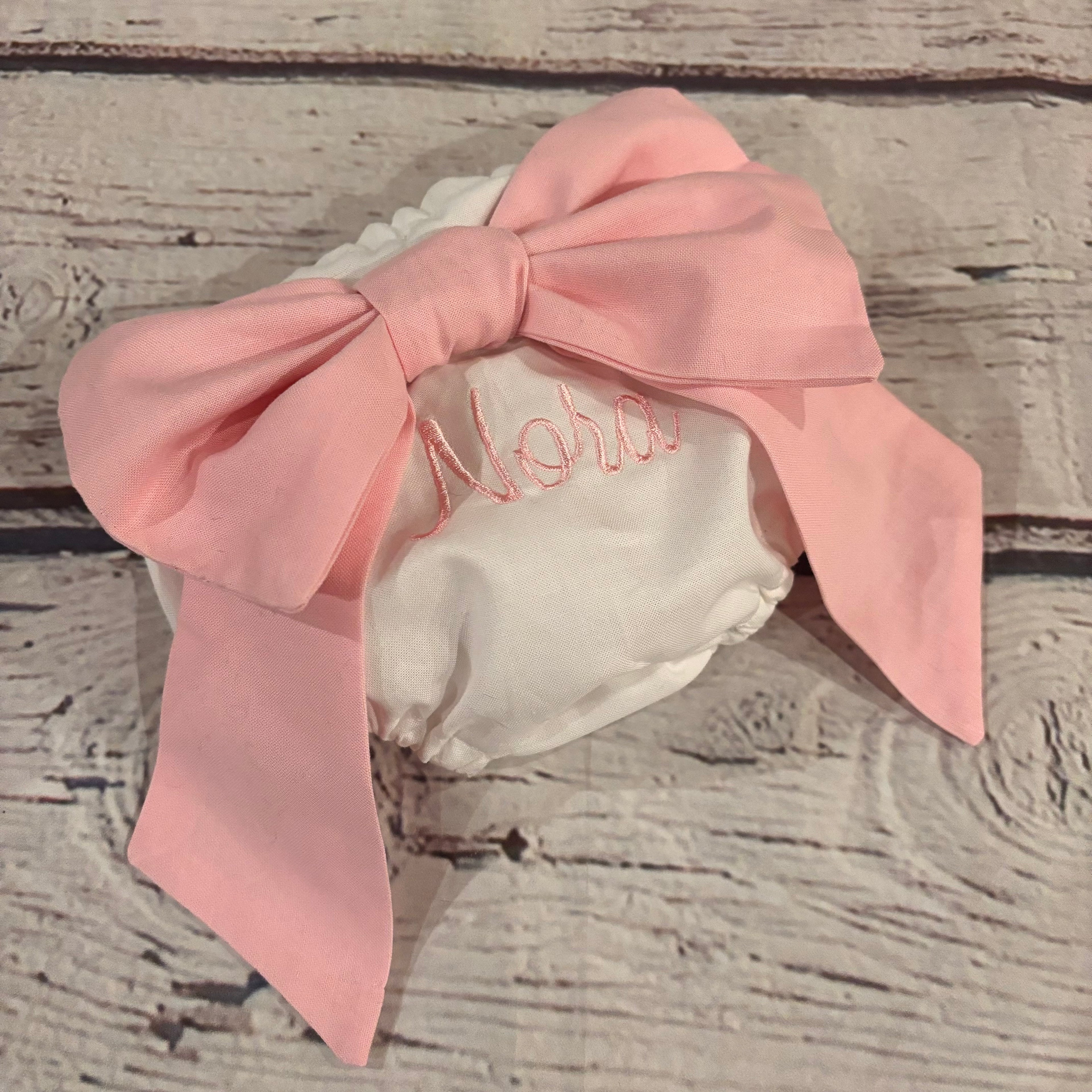 Big Bow Bloomers - White & Pink Bow