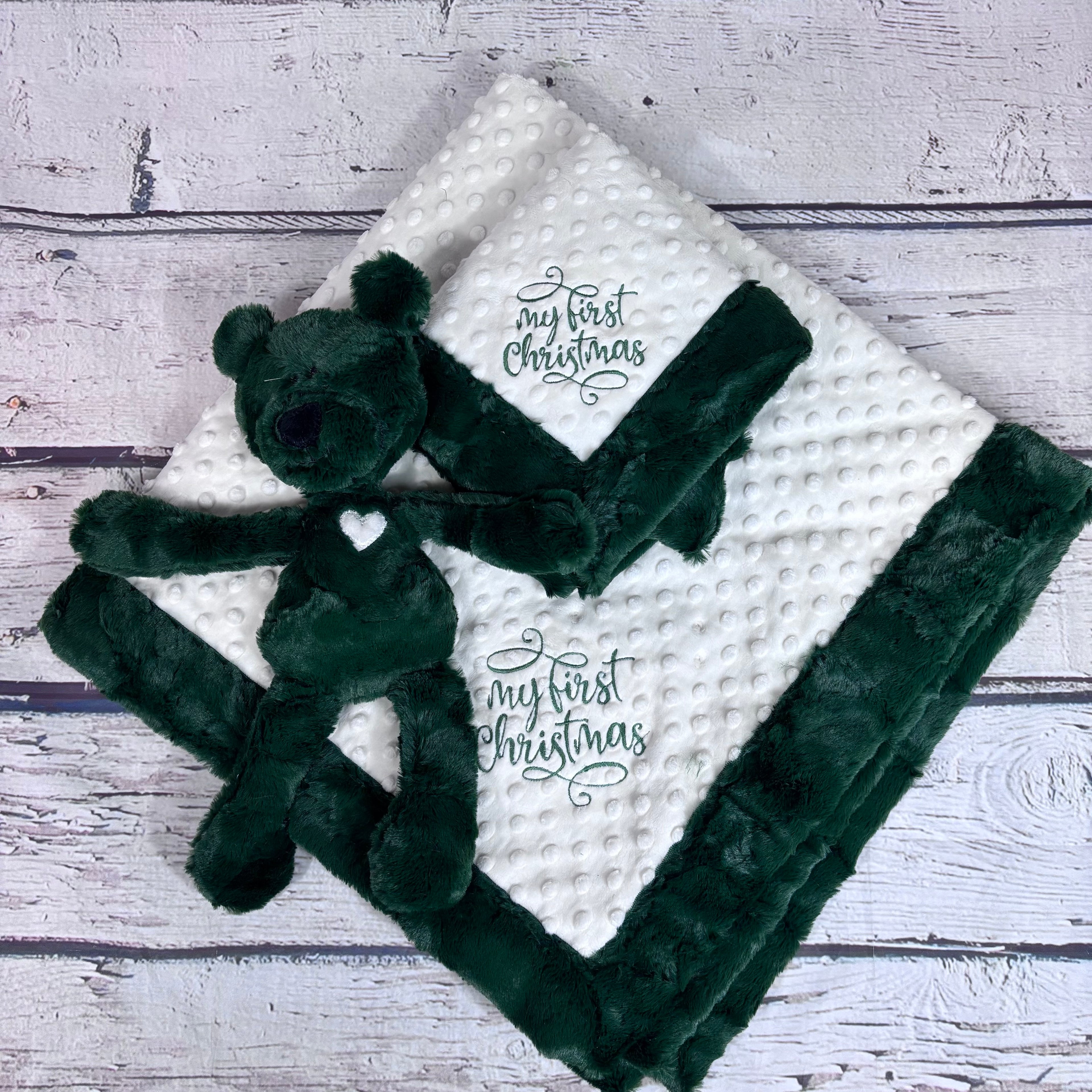 My First Christmas Blanket Set - Green & Ivory