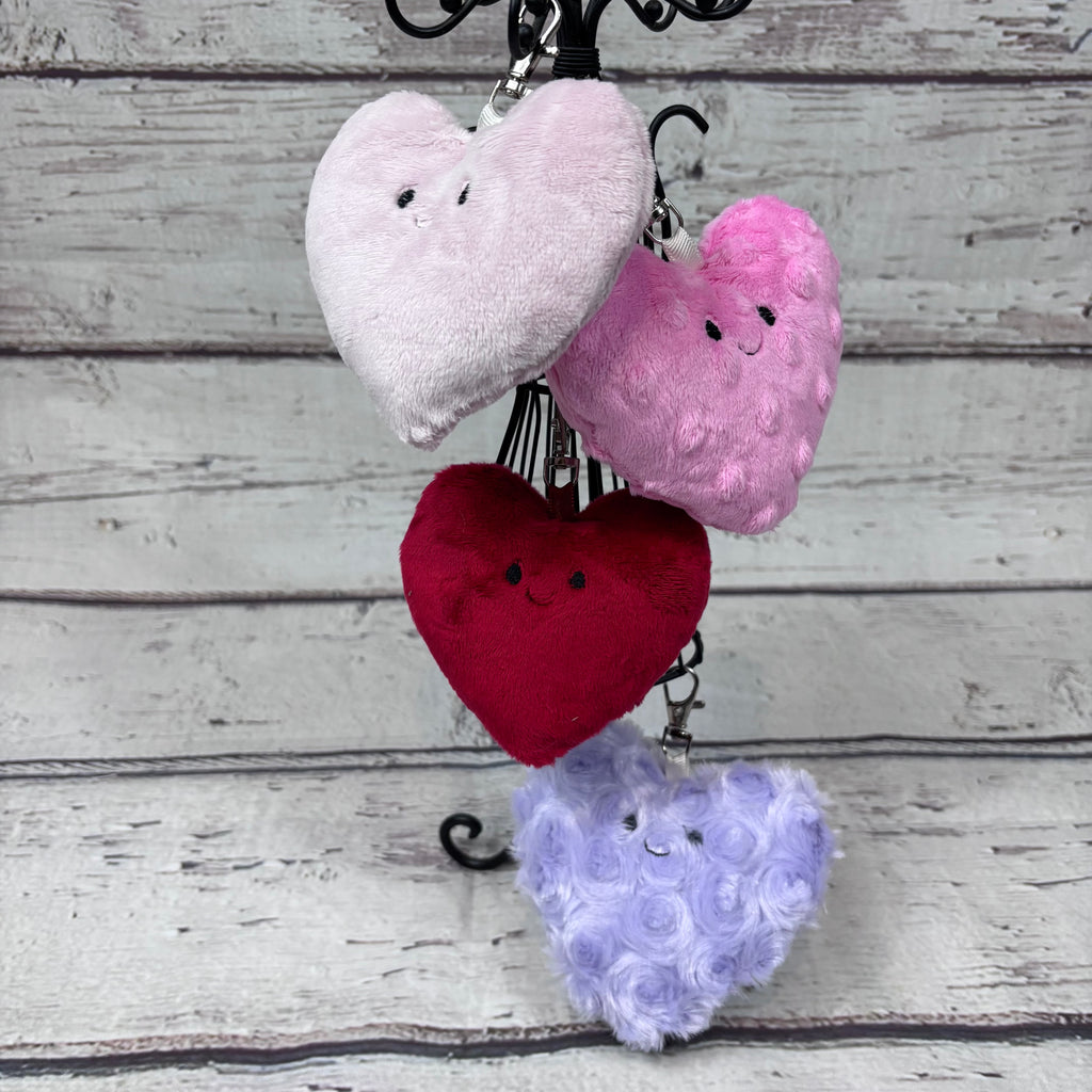 Plush Heart Keychain & Bag Charm – Soft Smiley Heart Accessory