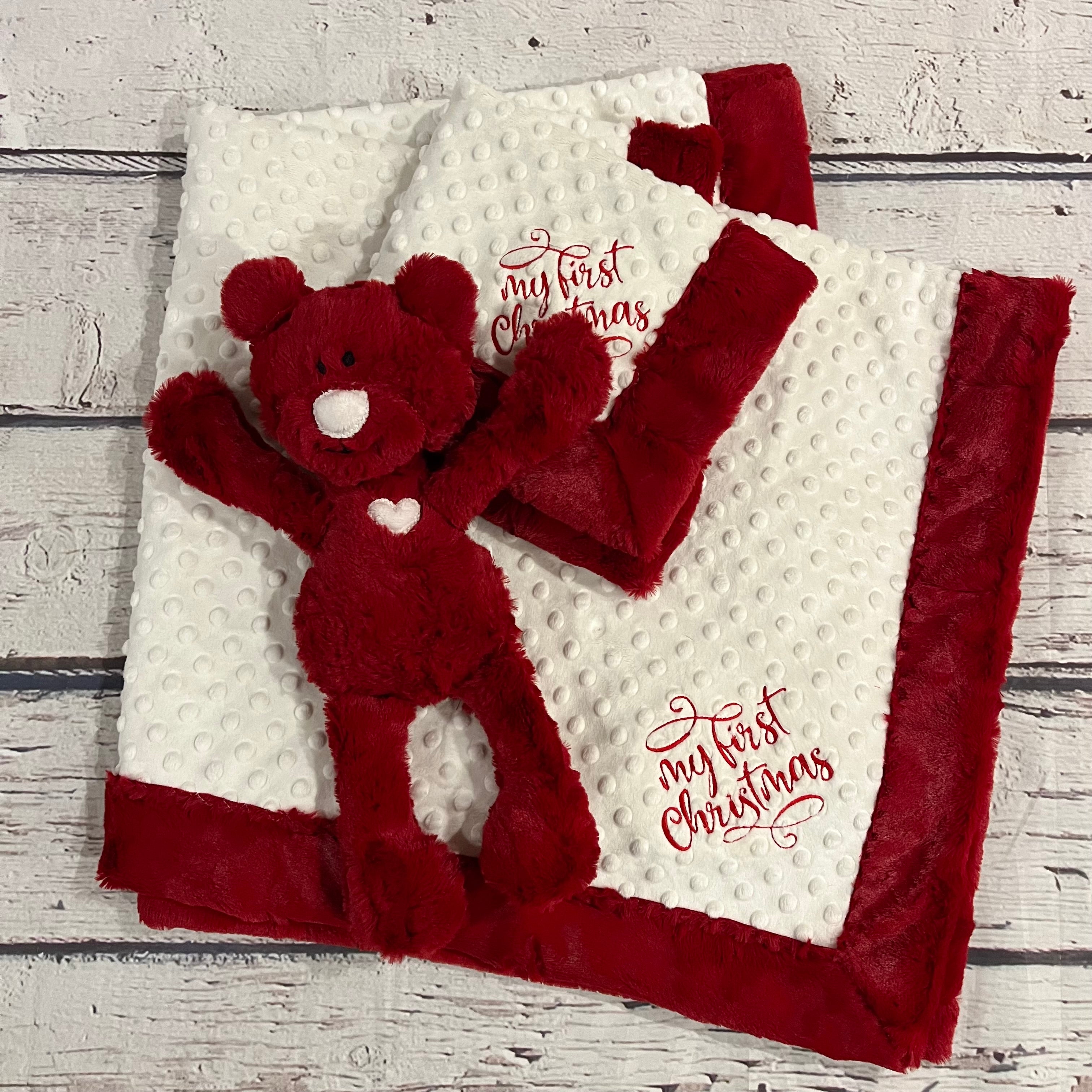 My First Christmas Blanket Set - Red & Ivory
