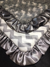 Load image into Gallery viewer, Lovey - Gray Chevron with Satin Ruffle
