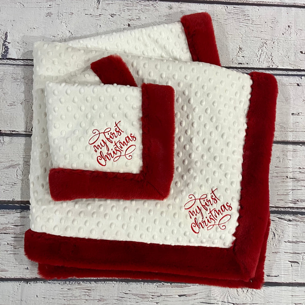 My First Christmas Blanket Set - Red & Ivory