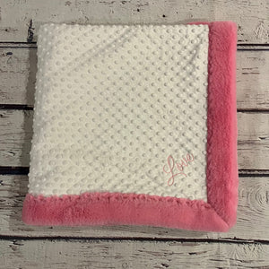 Pink & White "Love" Mimi's Classic Blanket & Lovey
