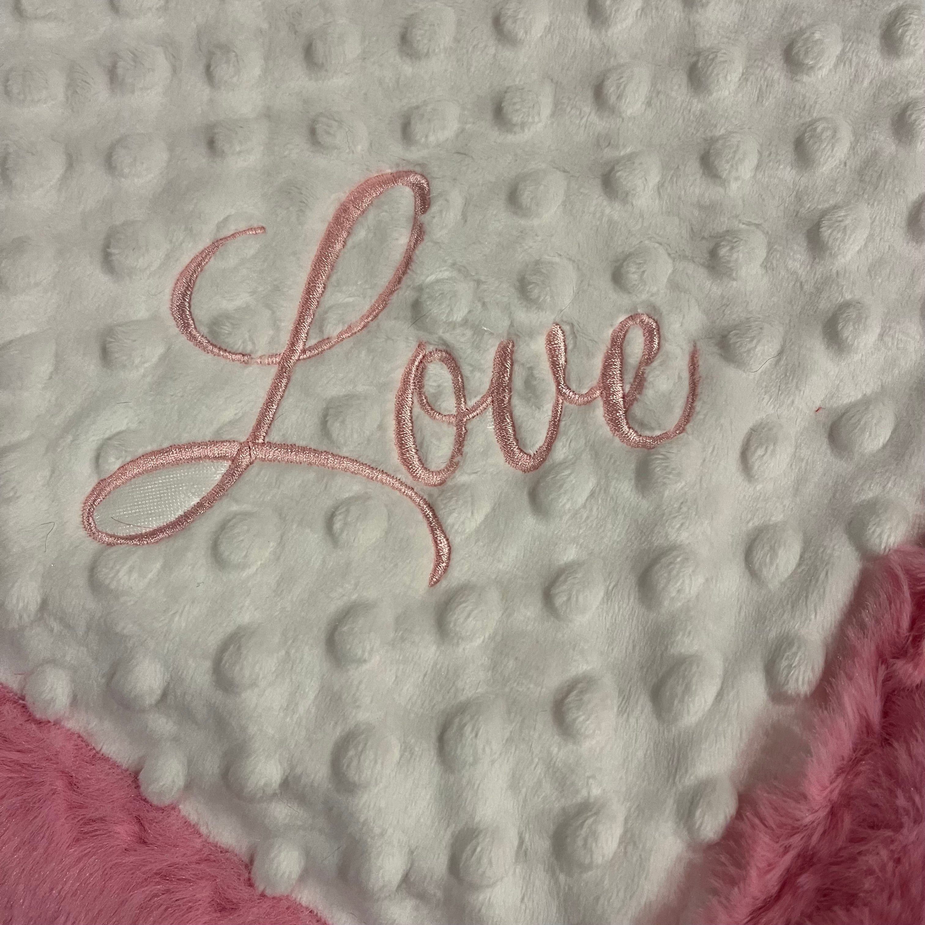 Pink & White "Love" Mimi's Classic Blanket & Lovey