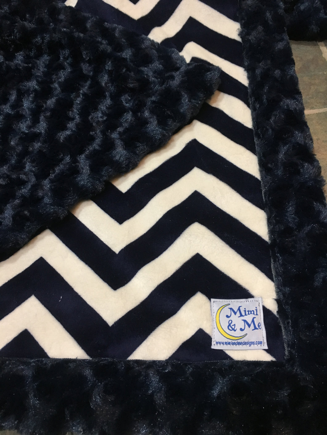 Mimi's Classic Blanket - Navy Chevron