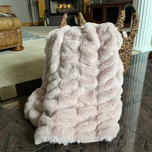 Faux Fur Ruched Throw Blanket