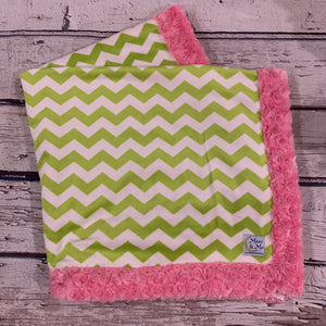Mimi's Classic Blanket - Green Chevron & Pink