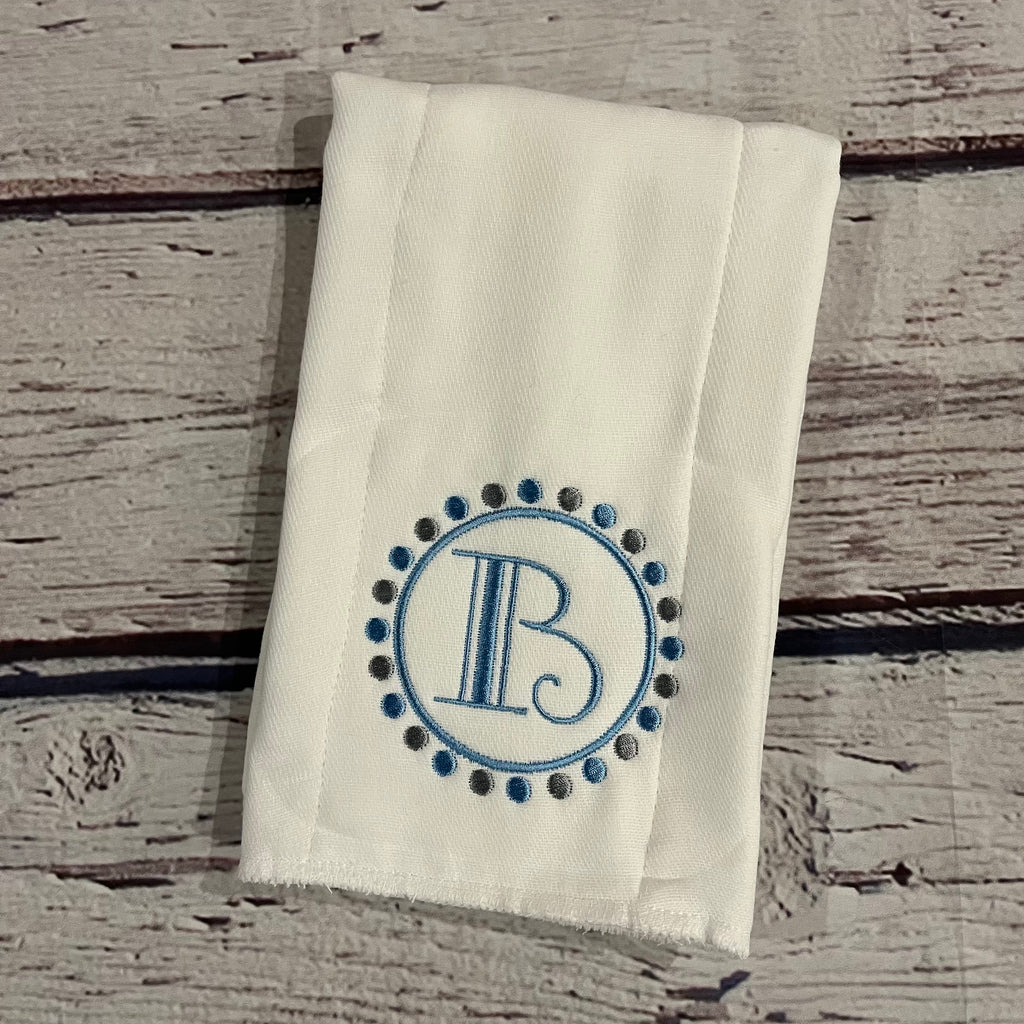 Dot Initial Burp Cloth