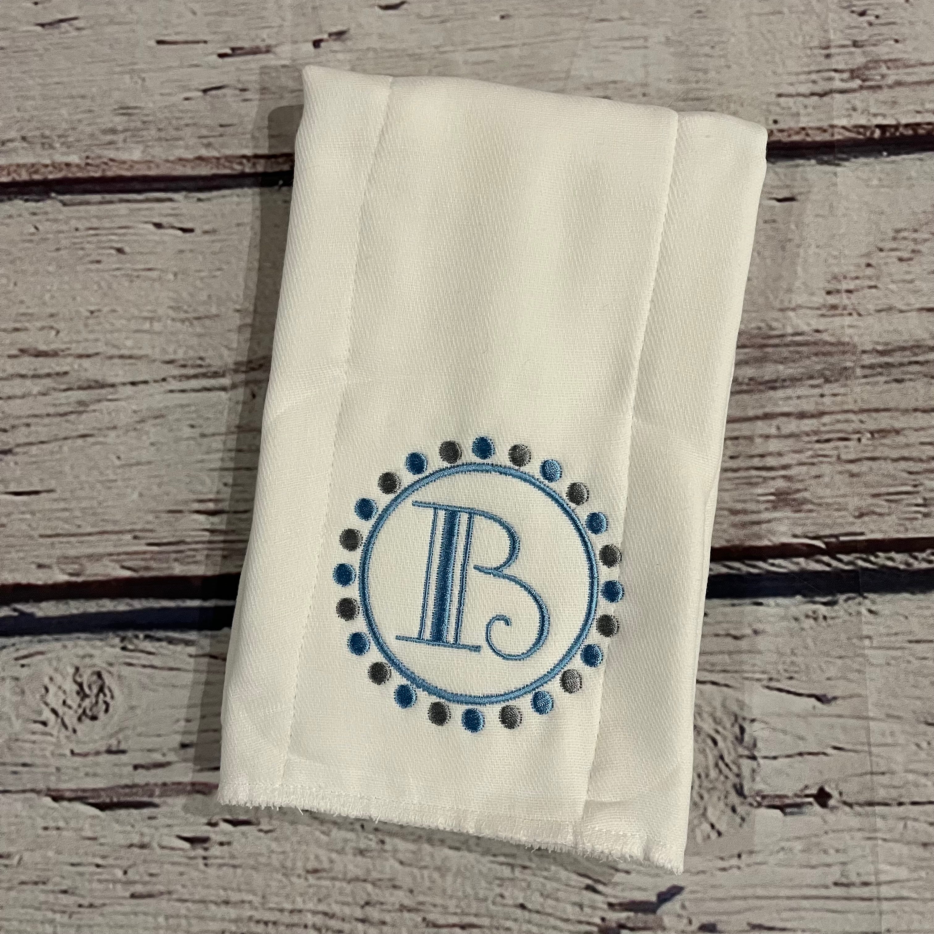 Dot Initial Burp Cloth