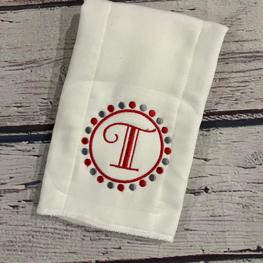 Dot Initial Burp Cloth
